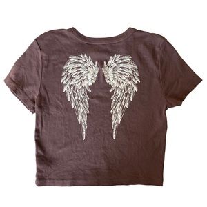PacSun Brown Shirt with Angel Wing Print on Back
